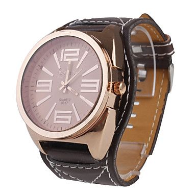 Relógio Quartz Unisexo com Bracelete Pele PU
